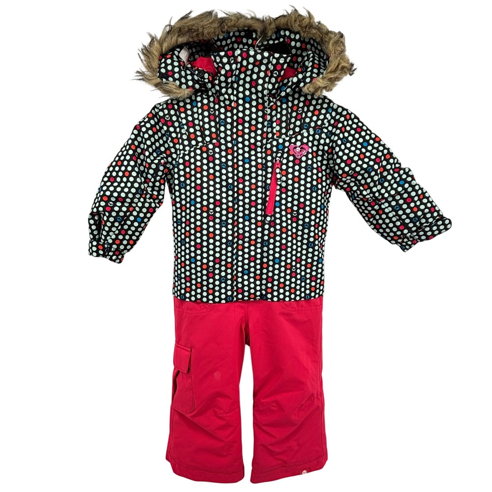 Roxy Toddler Girls Dry Flight Snow Suit Polka Dot Pink Insulated Size T2